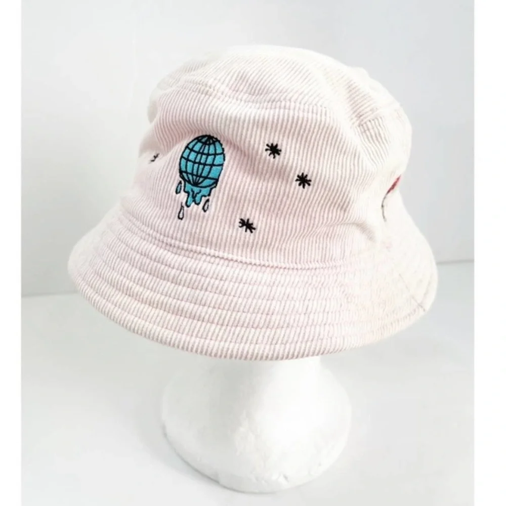 A LAB Pink corduroy Bucket Hat with Embroidery